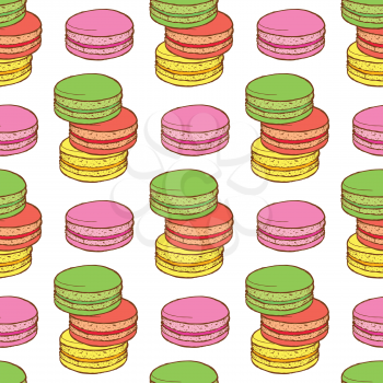 Macaroons seamless pattern in vintage style, vector