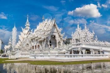White Temple (Wat Rong Khun) in Chiang Rai, Thailand in a summer day
