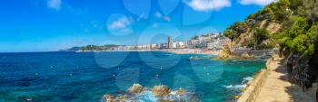 Beaches in Lloret de Mar in a beautiful summer day, Costa Brava, Catalonia, Spain