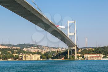 Bosporus bridge connecting Europe and Asia in Istanbul, Turkey in a beautiful summer day