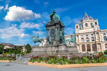Maria Theresa statue and Naturhistorisches Museum (Natural History Museum) in Vienna, Austria in a beautiful summer day