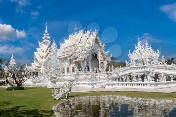 White Temple (Wat Rong Khun) in Chiang Rai, Thailand in a summer day