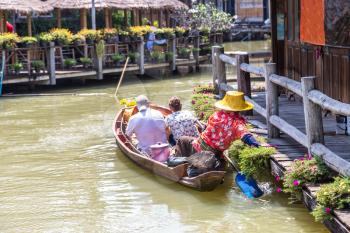 Floating Market in Pattaya, Thailand in a summer day