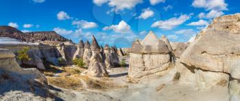 Volcanic rock formations landscape in Cappadocia, Turkey in a beautiful summer day