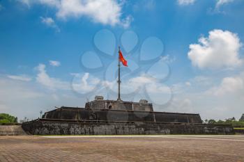 Vietnam Flag Tower (Cot Co) Hue Citadel, Imperial Royal Palace, Forbidden city in Hue, Vietnam in a summer day