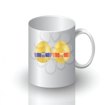 colorful illustration with easter mug  for your design