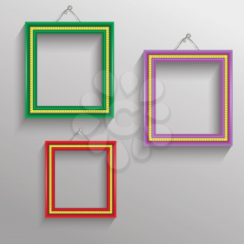 colorful illustration with  photo frames for your design