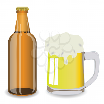 colorful illustration with bottle and mug of beer  for your design