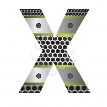 colorful illustration with perforated metal letter X  on a white background