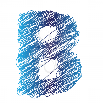 colorful illustration with sketched letter B on  a white background