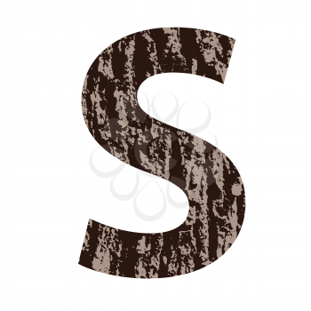 colorful illustration with letter S made from oak bark on  a white background