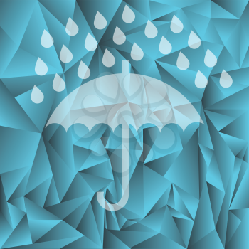 colorful illustration with umbrella silhouette on crystal background