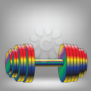 illustration witn coloful dumbbell on grey background