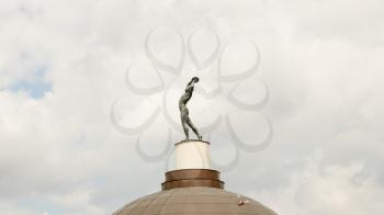 Statue of a Man Who Throws the Disc. Football Stadium. Kharkiv. Ukraine.