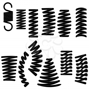Icons Springs Silhouettes Collection Isolated on White Background.