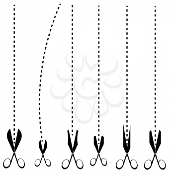 Scissors Icons Isolated on White Background. Scissors Cut Paper.