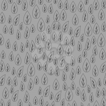 Grey Leaves Background. Isolated Dark Leaves Pattern.