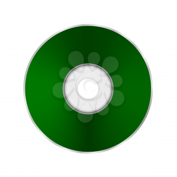 Green Compact Disc Isolated on White Background.