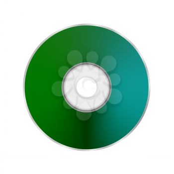 Green Compact Disc Icon Isolated on White Background.