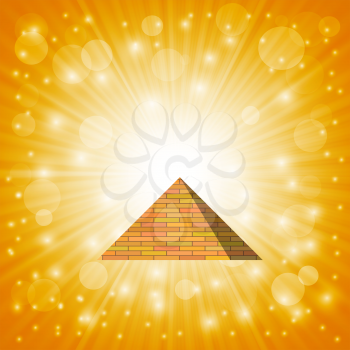 Pyramid on Hot Sun Sky Background for Your Design