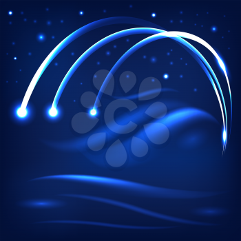 Abstract Firework on Night Blue Sky Background