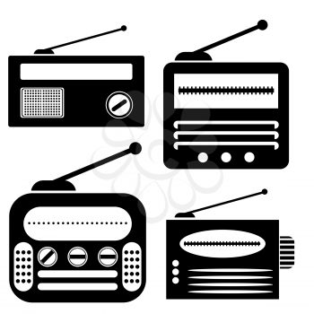 Set of Radio Icons Isolated on White Background