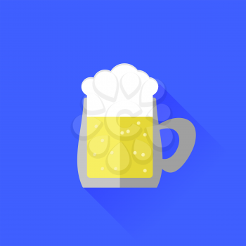 Beer Mug Icon Isolated on Blue Background
