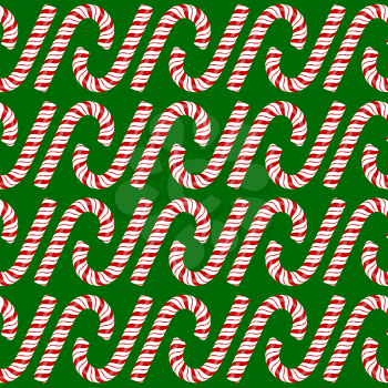 Candy Canes Set Isolated on Green Background