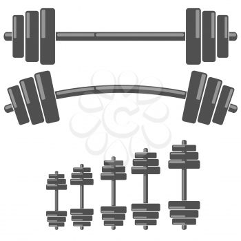 Set of Barbells Isolated on White Background