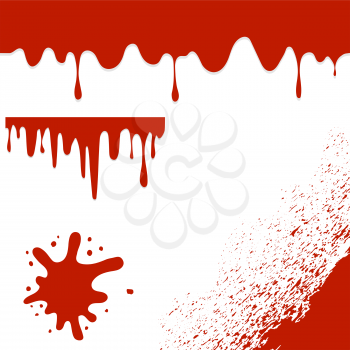 Set of Blood Splatters Isolated on White Background. Red Blood Blobs and Splatters. Bloody Angle. Bloody Pattern