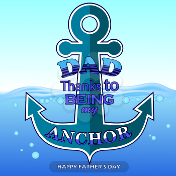 Best Dad Poster  on Blue Water Background. Happy Fathers Day Design