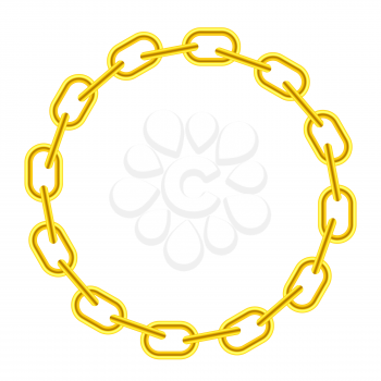 Yellow Chain Round Frame Isolated on White Background