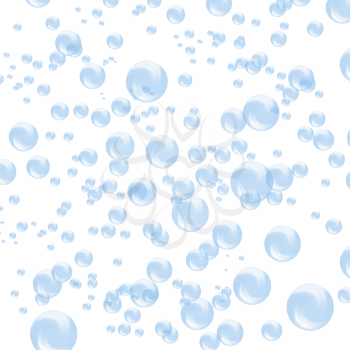 Set of Blue Soap Bubbles Isolated on White Background