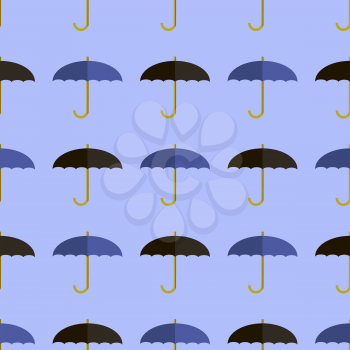 Black Blue Umbrella Seamless Pattern. Umbrellas Background
