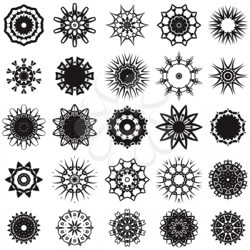 Set of Different Tribal Rosettes Tattoo Design Isolated on White Background. Polynesian Design