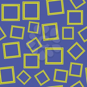 Yellow Frames Isolated on Blue Background. Seamless Pattern.