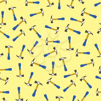 Hammer Icon Seamless Pattern on Yellow Background