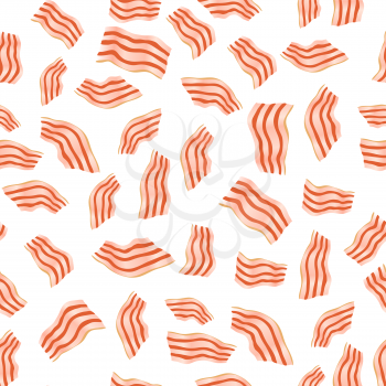 Cut Bacon Seamless Pattern Isolated on White Background