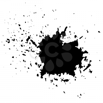 Grunge Ink Background. Textured Black Splatters. Dust Overlay Distress Grain. Grunge Blob Pattern