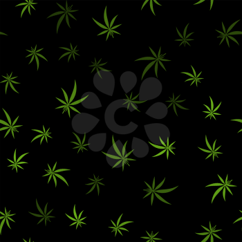 Green Cannabis Leaves Seamless Background. Marijuana Pattern