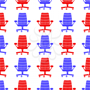 Red Blue Silhouette Seamless Pattern on White Background