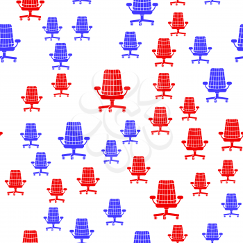 Red Blue Silhouette Seamless Pattern on White Background