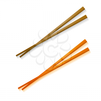 Traditional Colored Asian Chopsticks for Food Isolated on White Background