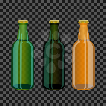 Colored Glass Bottles on Grey Checkered Background