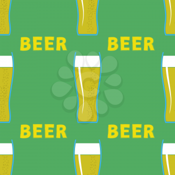 Beer Glasses Seamless Pattern on Green Background