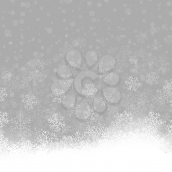 Snowflakes Pattern on Grey Background. Winter Christmas Decorative Texture