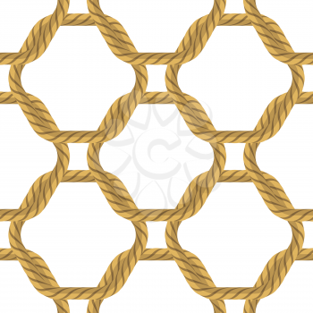 Rope with Knots Seamless Pattern on White Background