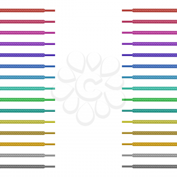 Set of Colored Shoelace on White Background.