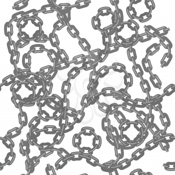 Set of Different Metal Chains Isolated on White Background. Metallic Seamless Pattern.