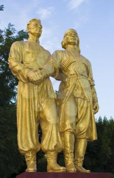 Monument Friendship - a gift of Georgian friends. Henichesk -  resort town in Ukraine.